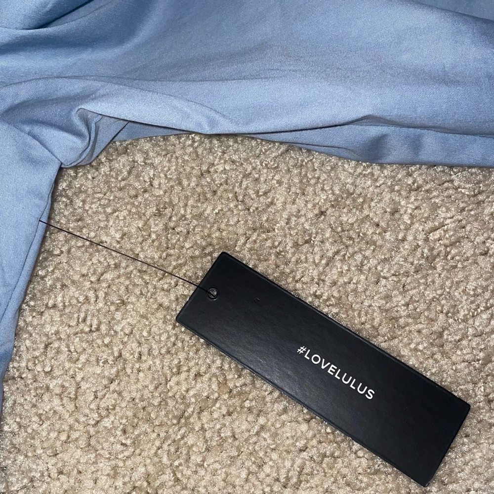 Lulu’s Dream About Me Dusty Blue Backless Mini Dress - Picture 5 of 6